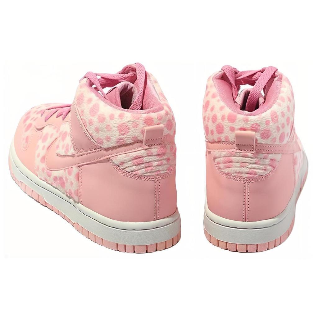 Nike Dunk Slip Resistant Cushioning Abrasion Resistant High top Kids' Skateboarding Shoes Pink White Spot Teenagers 316604-605