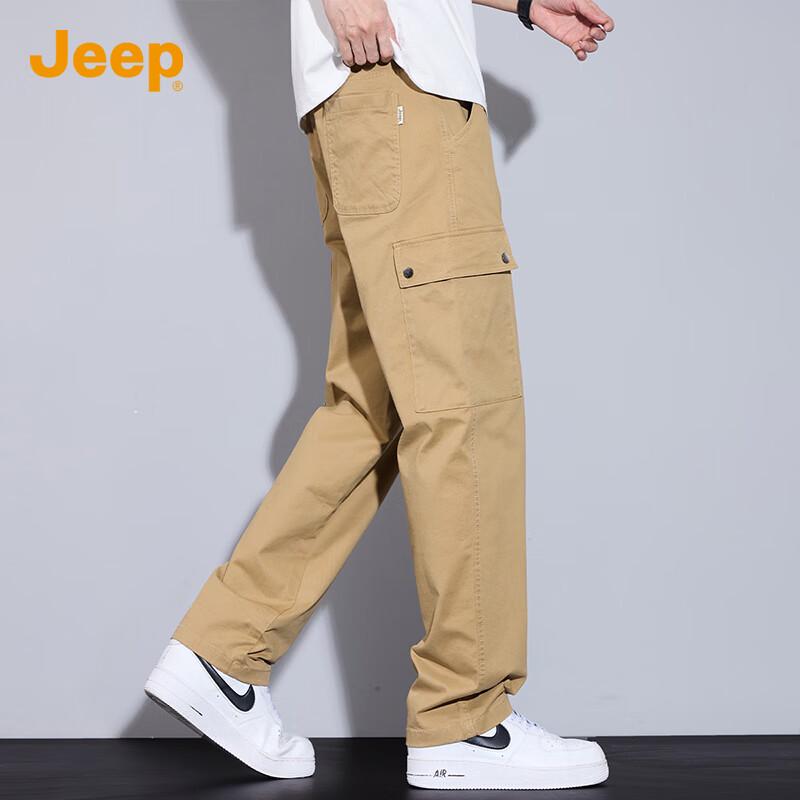 Jeep Men's 2025 Autumn/Winter Loose Straight-Leg Cotton Cargo Casual Pants