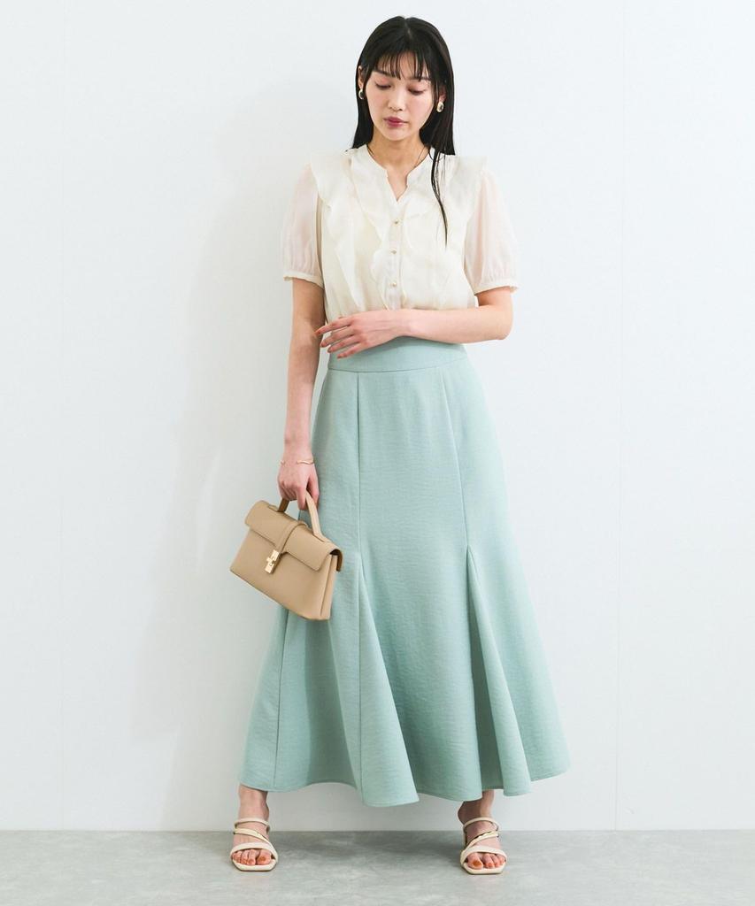 Blusa Transparente con Volantes de Manga Corta para Mujer Natural [BIS] [Lavable], (dieciséis)