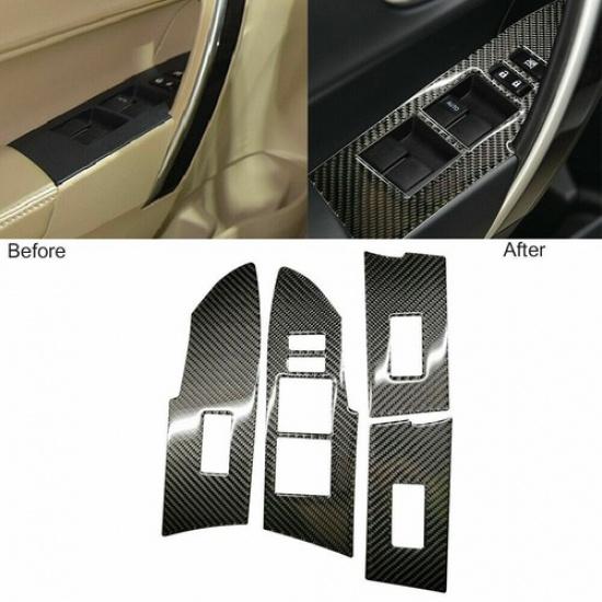 4Pcs Carbon Fiber Door Window Switch Panel Trim Fit For Toyota Corolla 2014-18