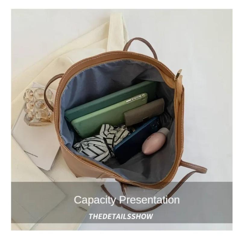 Hot Selling Light Luxury Sewing Thread Pu Zipper Women's Handbag New Fashionable Women's Commuting Shoulder Bag Tote Bag