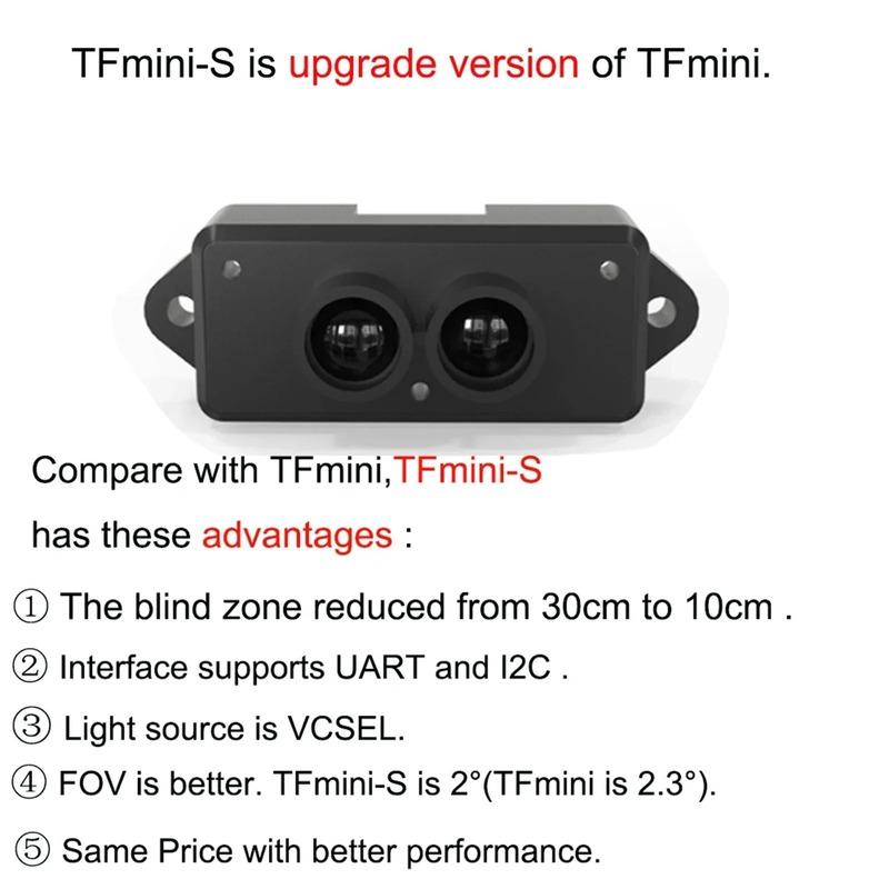 Benewake TFmini-S Lidar Single-Point Micro Ranging Finder Module for Arduino Pixhawk 4.5-6V UART I2C Interface TFmini Upgraded