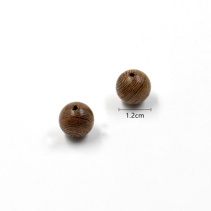 100PCS Dark Brown Wooden Beads Undyed Natural Stripe Round Wood Loose Craft Beads for Bracelets and Jewelry Making