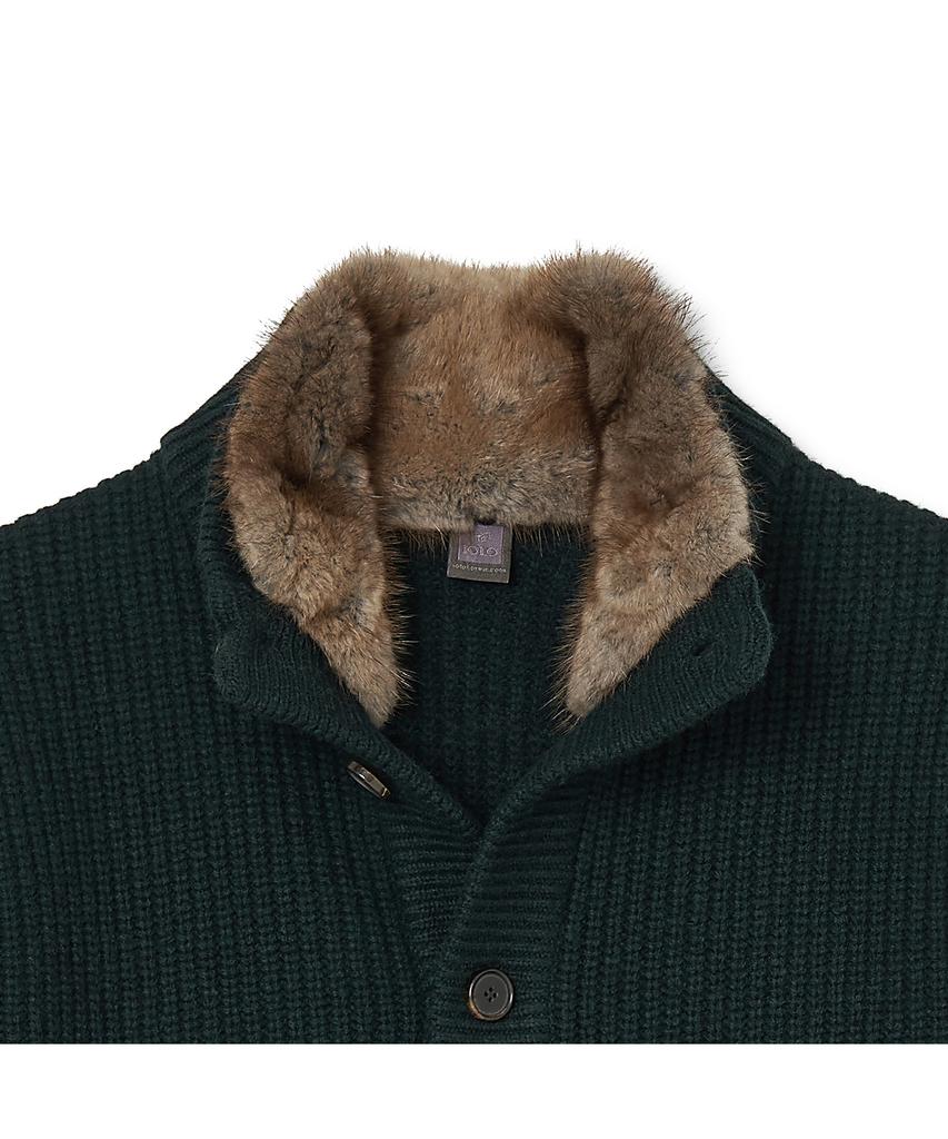 IOLO Merino Wool Knit Fur Jacket_Dark Green