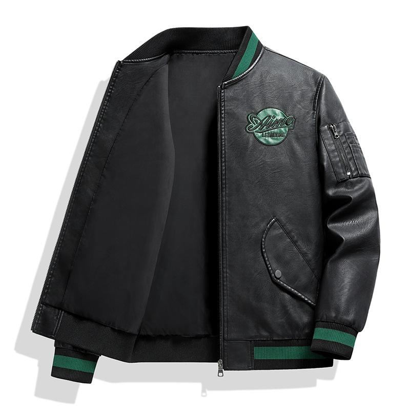 

Кожаная куртка, Кожаная куртка высокого класса, Мужское пальто, Японский трендовый бренд, Большой размер, Мотоциклетный костюм XXXXL чёрный