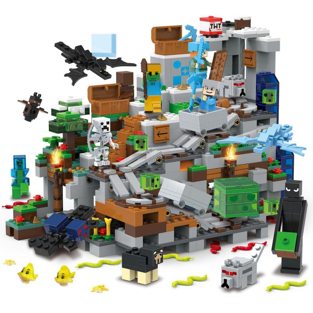 Minecraft Minifigure Set: Block Mechanism, Cave Light, Treehouse, Warhorse, Ocelot, Village Windmill Town