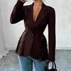 2026 Spring/Autumn Color Block Lace Waist Slimming A-line Women's Suit Jacket