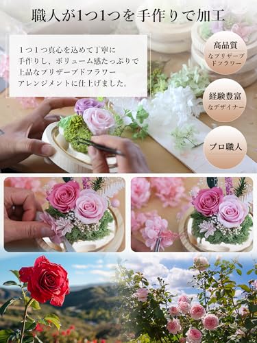 Preserved Flowers, Birthday Gift for Women, Large Angel Glass Dome, Never-Dying Purple-Yellow Roses, Popular Gift for White Day, Respect for the Aged