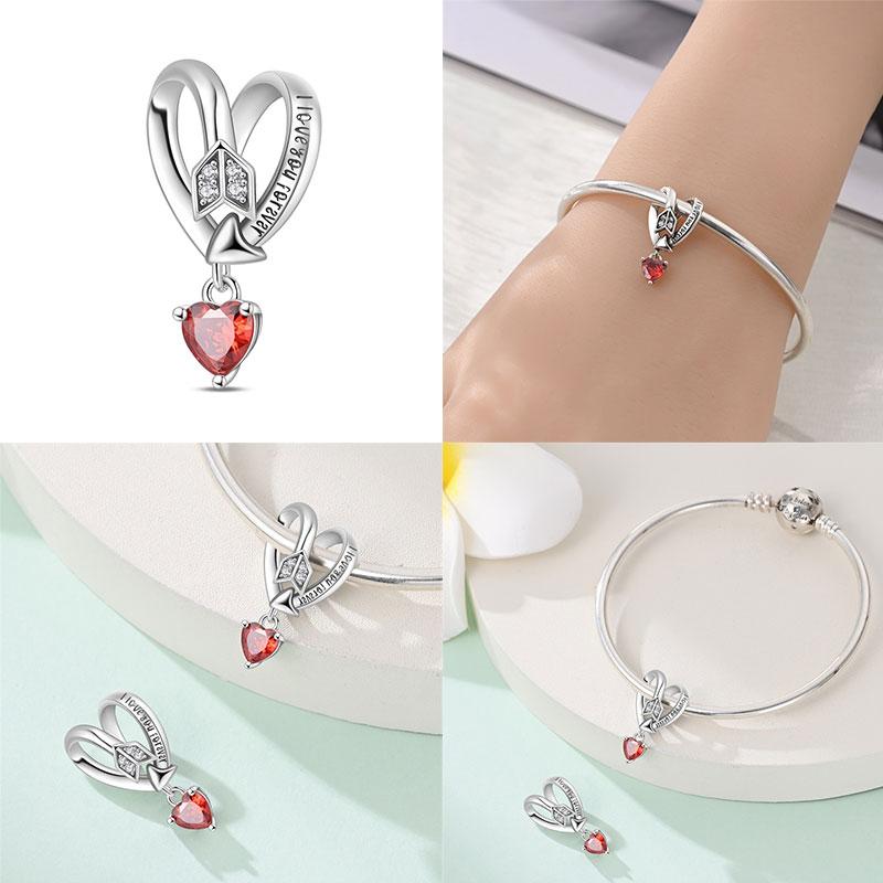 Copper Sweet Travelair Balloon Beaded Eros Arrow Through The Heart Charms Fit Bracelet Diy Jewelry Making Women'S Gift