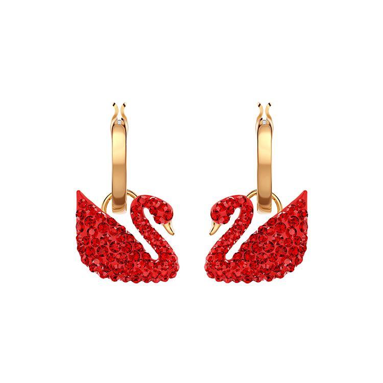 

Swarovski Red Swan Earrings Women earrings 5529969 Box (Random Color),Red