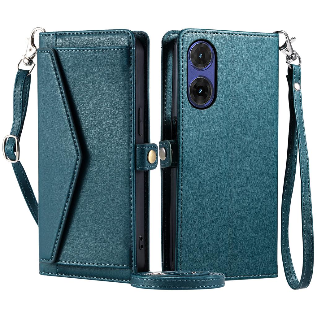 Für Motorola Moto G85 5G Lederhülle Brieftasche Ständer Handyhülle mit Riemen