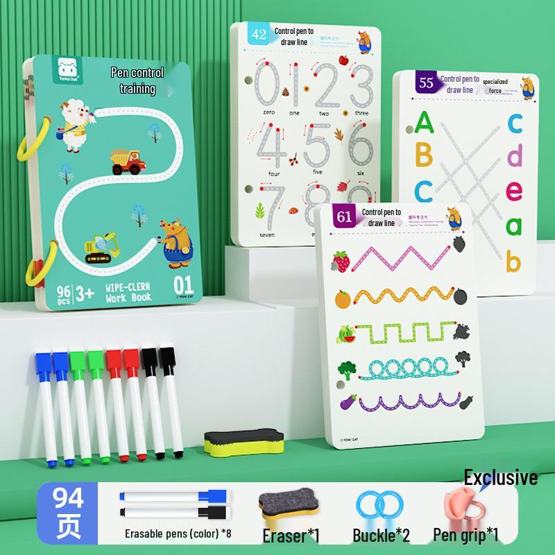 Kindergarten Erasable Pencil Control Practice Cards for Early Education