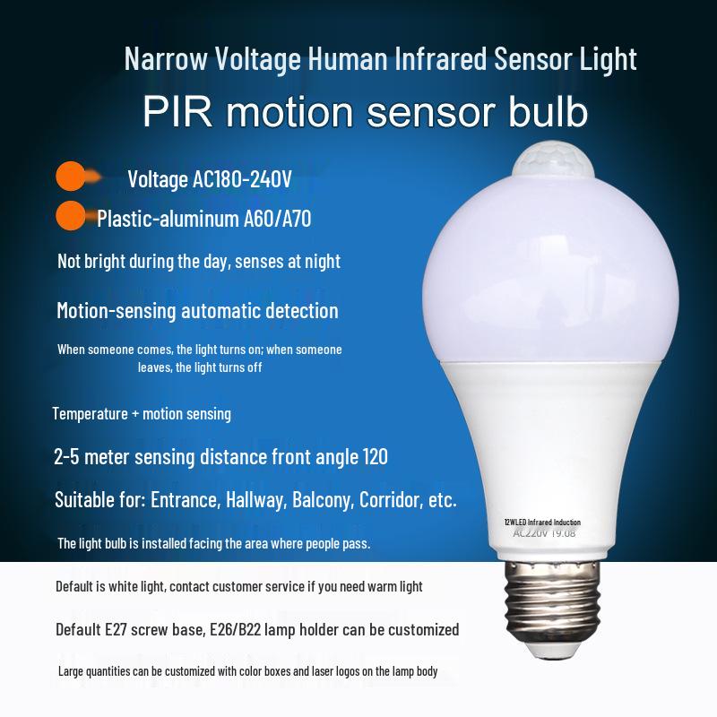 Infrared Motion Sensor Light Bulb with Sound and Light Control