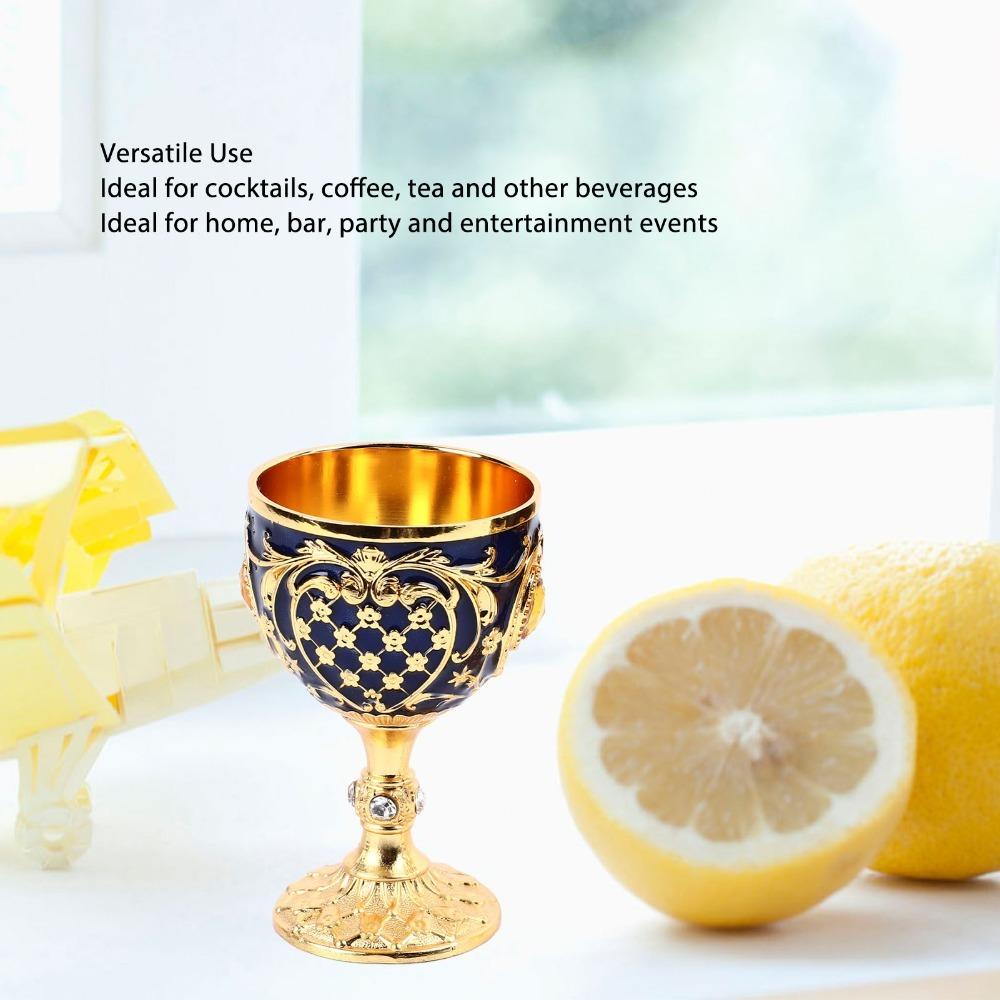 2PCS Embossed Stemmed Glasses Green Metal Wine Cup Goblets & Chalices Wine Glass  Party Use синий