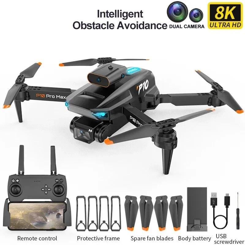 Nuovo P10 Drone ESC HD Camera WiFi FPV Doppio pieghevole Telecomando Quadcopter Altezza Keeper Ostacolo Evitamento Aereo Giocattolo Regalo