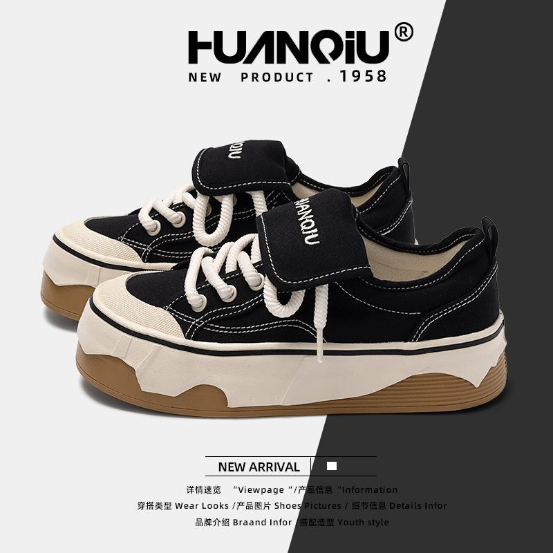 Global black canvas shoes women's ugly and cute 2025 spring women's shoes versatile casual student board shoes ZHQ-HQ075