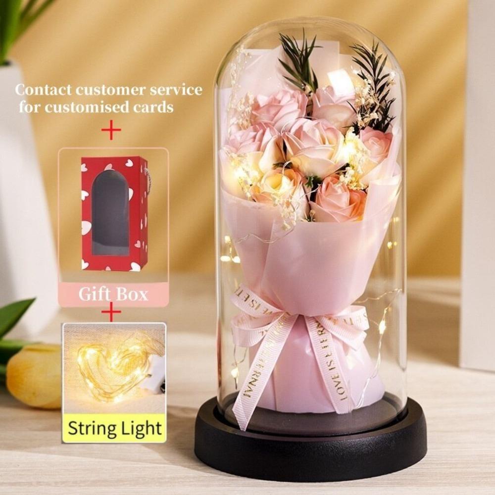 LED Light Rose Eternal Flowers Realistic Simulation Flower Starry Sky Bouquet  Valentine's Day