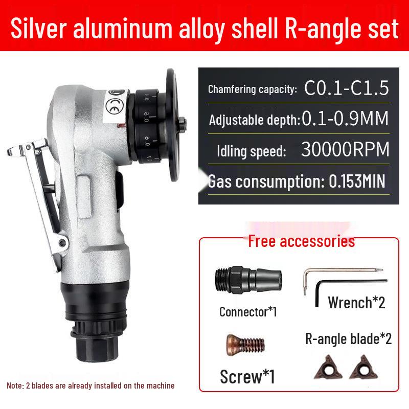 Handheld Mini Pneumatic Chamfering Machine: 45° C/R-Angle Deburring Tool for Woodworking and Metal