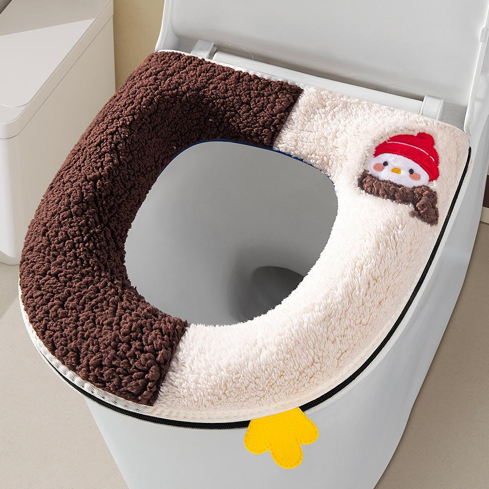 2025 new toilet bathroom thickened and velvet thermal toilet cover