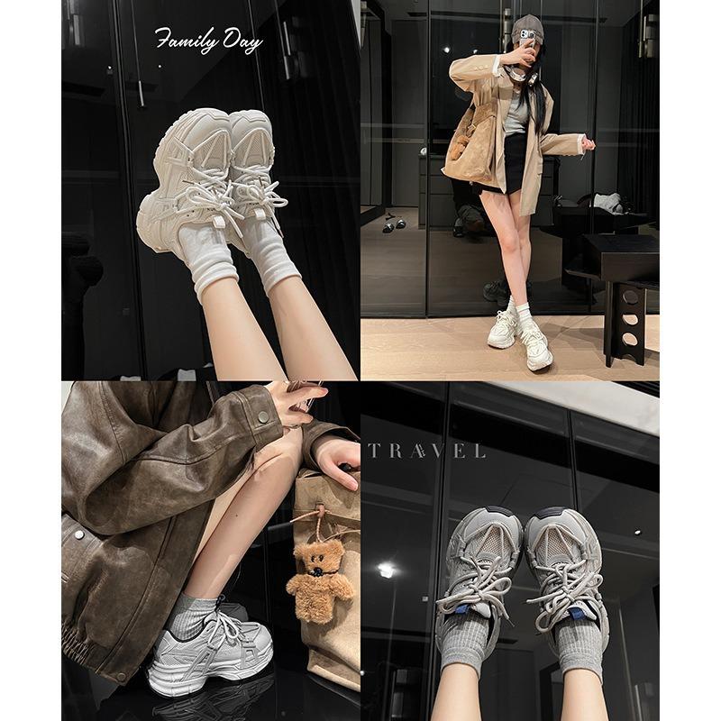 Cowhide version~ Versatile autumn and winter dad shoes heighten and lightweight dad shoes women's 2025 winter new platform casual shoes