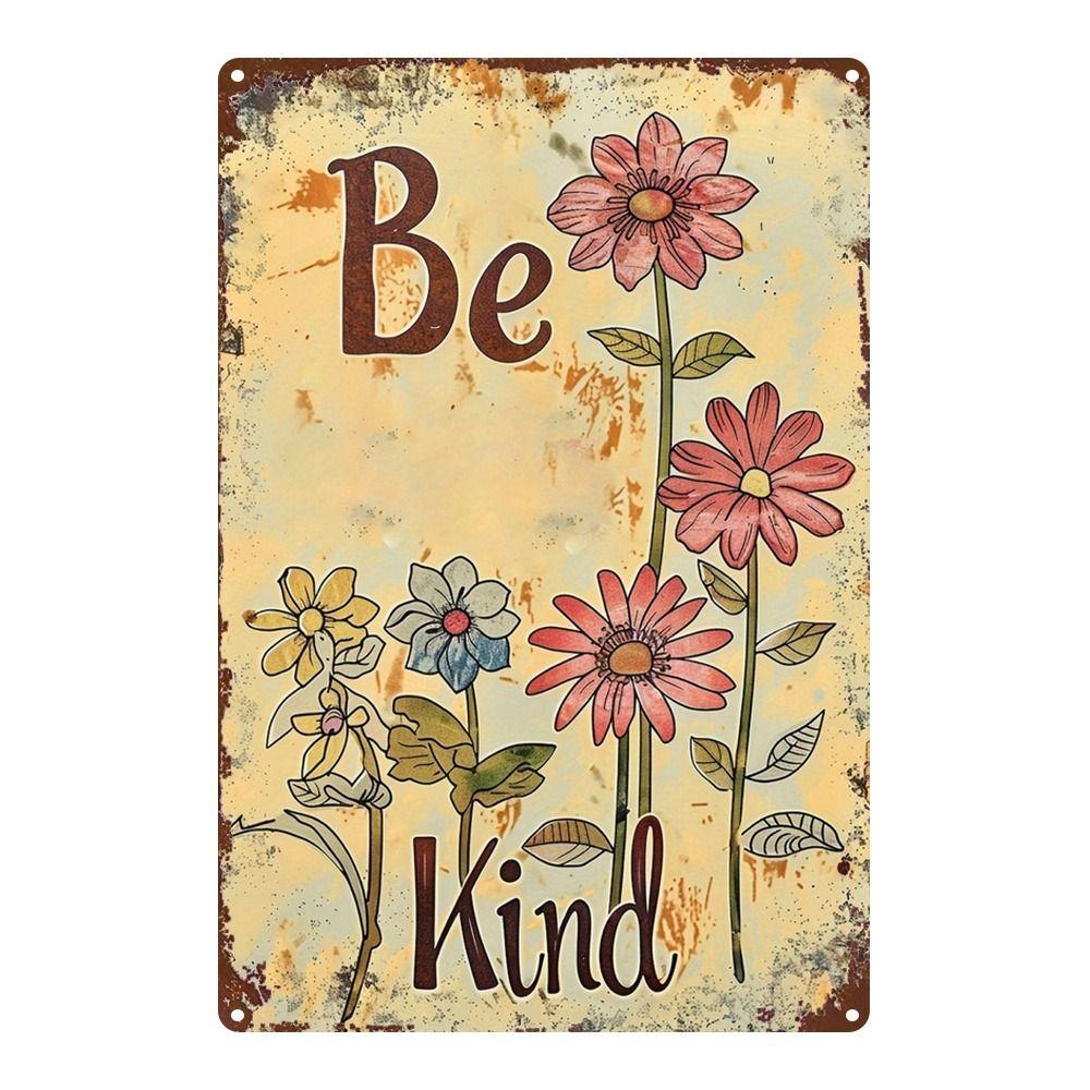 Vintage Metal Tin Sign Bird Feeding Chicks on Flowers Florist Decor For Living Room 20x30cm