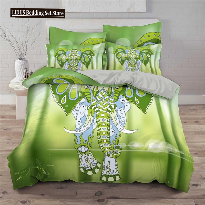 Elephant Bedding Sets Boho Style Luxury 3D Print For Kids Adults Teens Ganesha Duvet Cover Set Queen Size Polyester Bedding Set