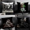 Funny Skull Motorcycle Pattern 2 Pillow Case Linen Cushion Covers For Decorative Sofa Home Pillows Case Car Chair Pillows Cases