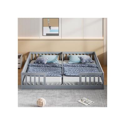 Letto imbottito, 90 x 200 cm, letto per bambini con sponda, con rete a doghe (senza materasso) gris