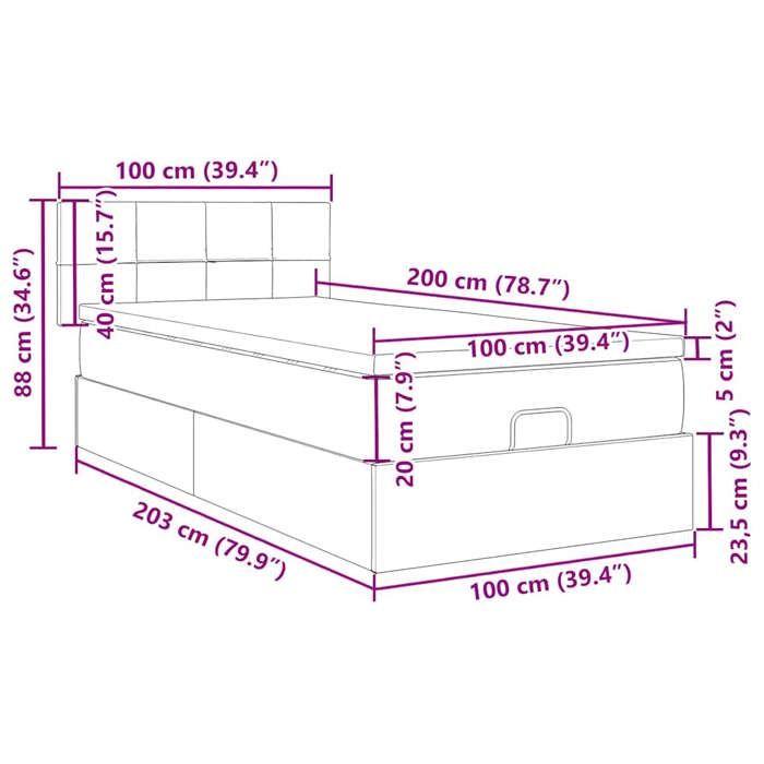 VidaXL Cadre de lit ottoman avec matelas noir 100x200cm velours, cadre de lit, cadre de lit rembourré, cadre de lit ottoman 3311755