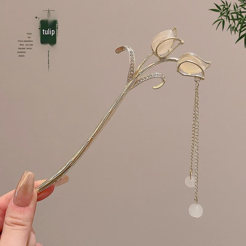 Traditional Sandalwood Hairpin for Chinese Cheongsam & Hanfu Updo
