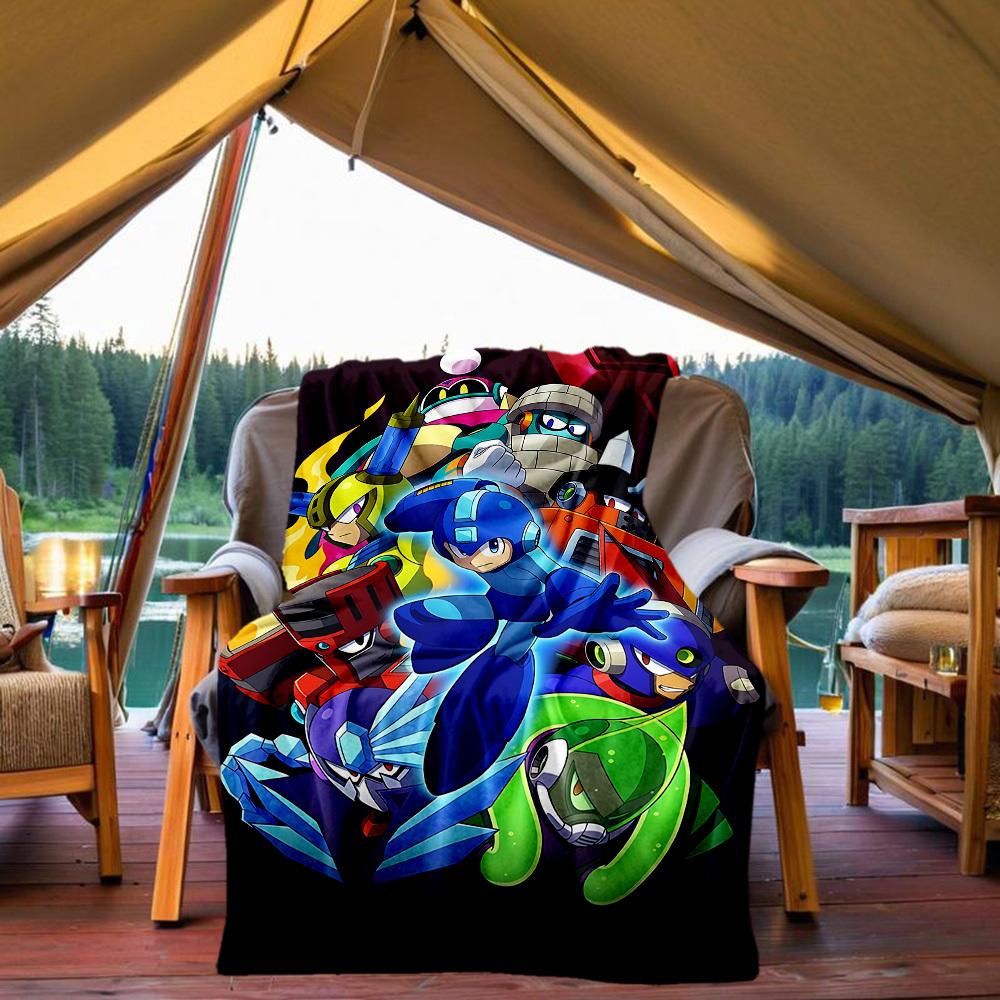 1PC Mega Man, Robotics Outdoor Blanket Lightweight Flannel, Soft & Warm, All-Season Use for Sofa, Outdoor, Camping, Living Room, Office19