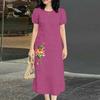 ZANZEA Women Daily Casual Round Neck Short Sleeve Floral Print Dress