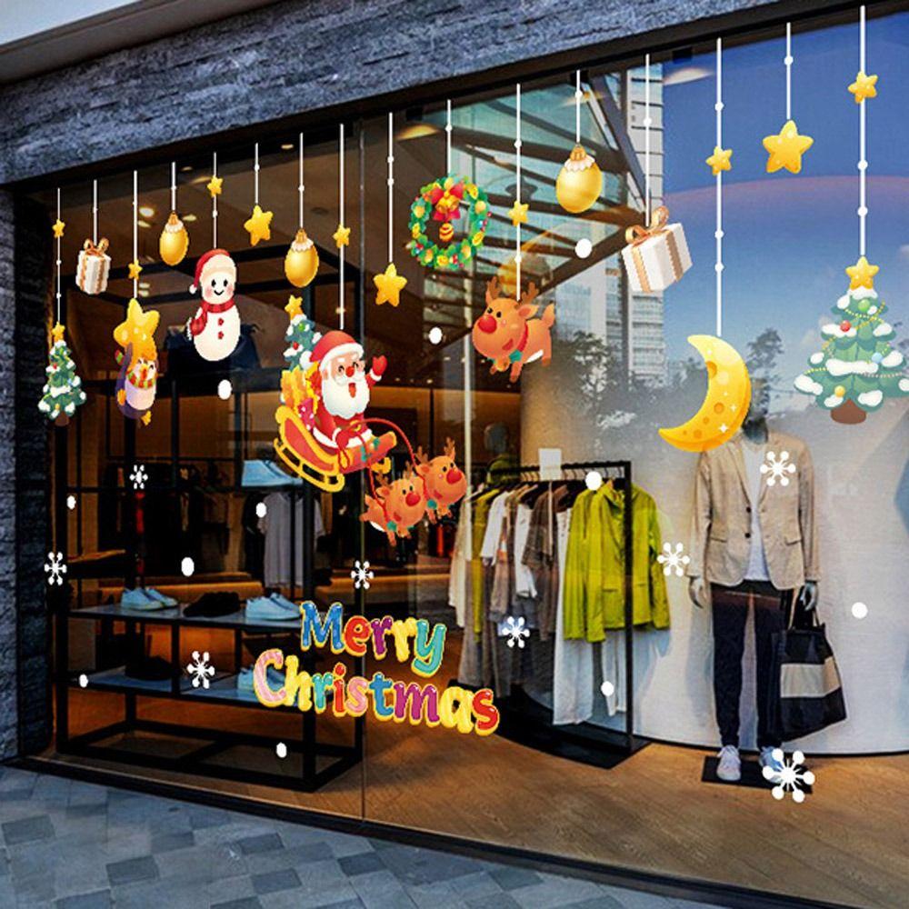 New Year Xmas Wall Sticker Snowflake Santa Claus Elk Glass Decal Gift Window Sticker  Home Decor