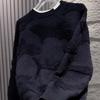 Herbst 2024 Herren Lockerer Sitz Schwarzer 3D-Druck Rundhals Strickpullover