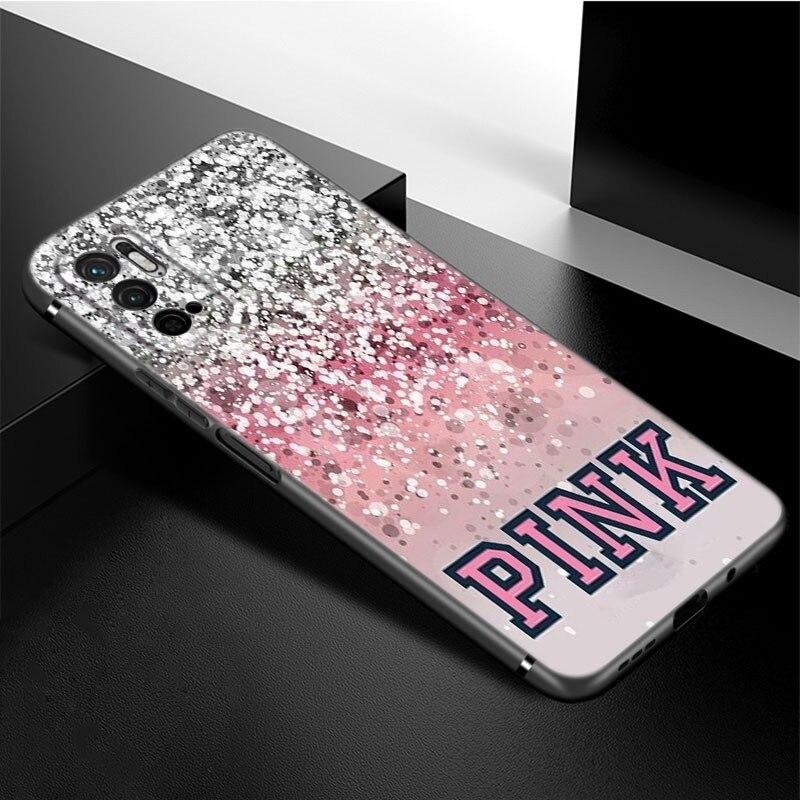 Fashion Pink Love Phone Case For Xiaomi Redmi Note 11 10 9 8 Pro 11T 5G 10T 10S 9S 9T 9i 9C 9A 8T Soft TPU Black Cover Funda