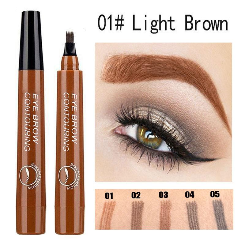 Waterproof 4 Point Liquid Eyebrow Pencil Eyebrows Pen Eyebrow Tattoo Waterproof Liquid Black Eye Brow Makeup Pencil Microblading