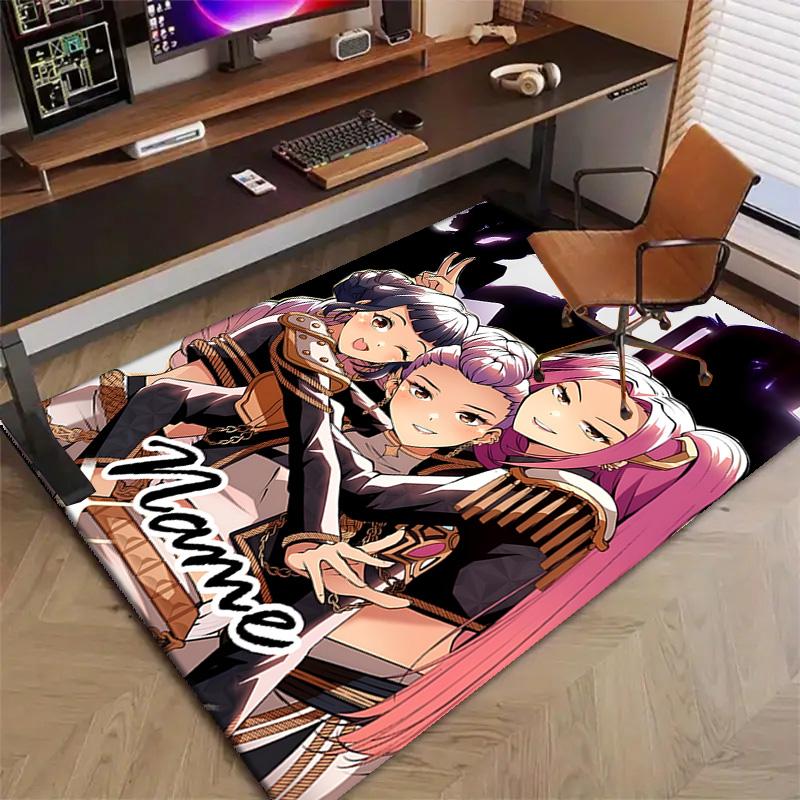Custom KPop Demon Hunters Mat Personalized Name, Polyester Washable Indoor Entryway Rug, Gift for Christmas, Easter, Thanksgiving Day