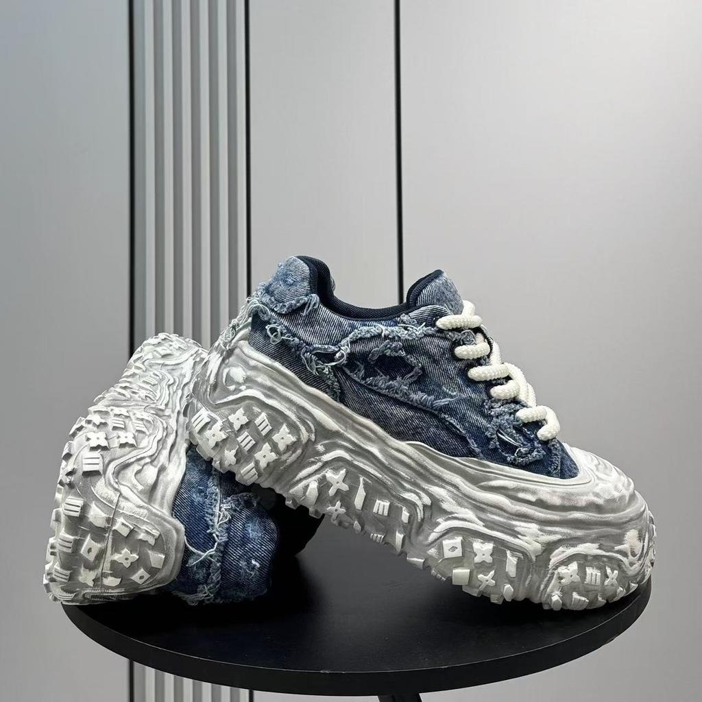 Summer Sports Casual Shoes Platform Heightening Denim Dad Trendy Shoes