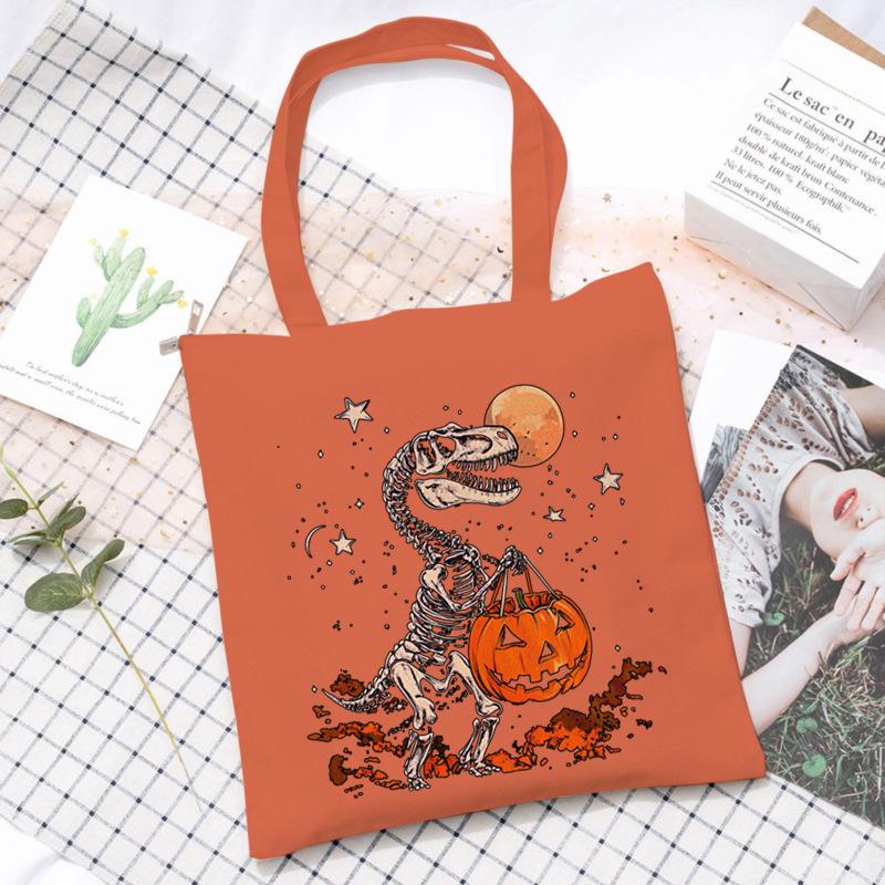 Halloween Halloween Printed Canvas Bag Lazy Style Trend Student Leisure Shoulder Bag Large Capacity