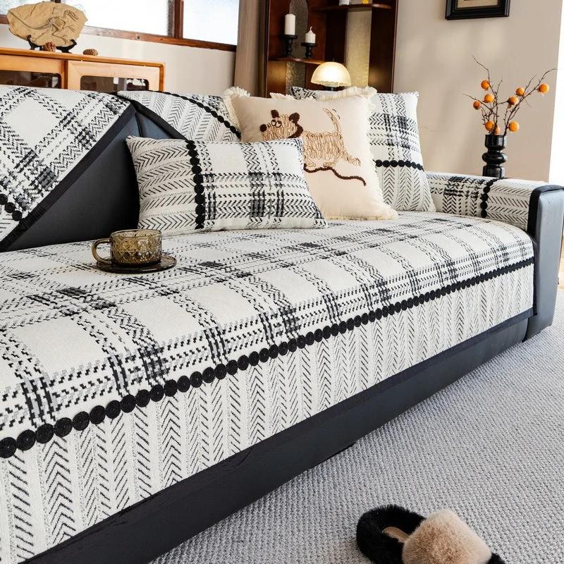 

1PC Plaid Chenille Sofa Seat Cover for Living Room Anti-Slip Dust-proof Sofa Towel Anti-cat Scratch Couch Slipcovers Funda Sofá A 70x70cm 1pc