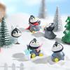 6 Stück Süße Cartoon-Pinguin-Figuren Spielset Mini-Cartoon-Pinguin-Kuchenaufsatz Winter-Pinguin-Figuren Kuchen Dekoration