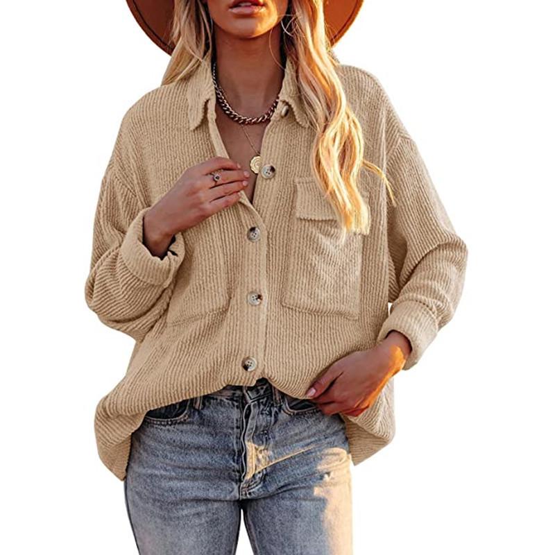 Women's 2026 Autumn/Winter Corduroy Long Sleeve Pocket Cardigan