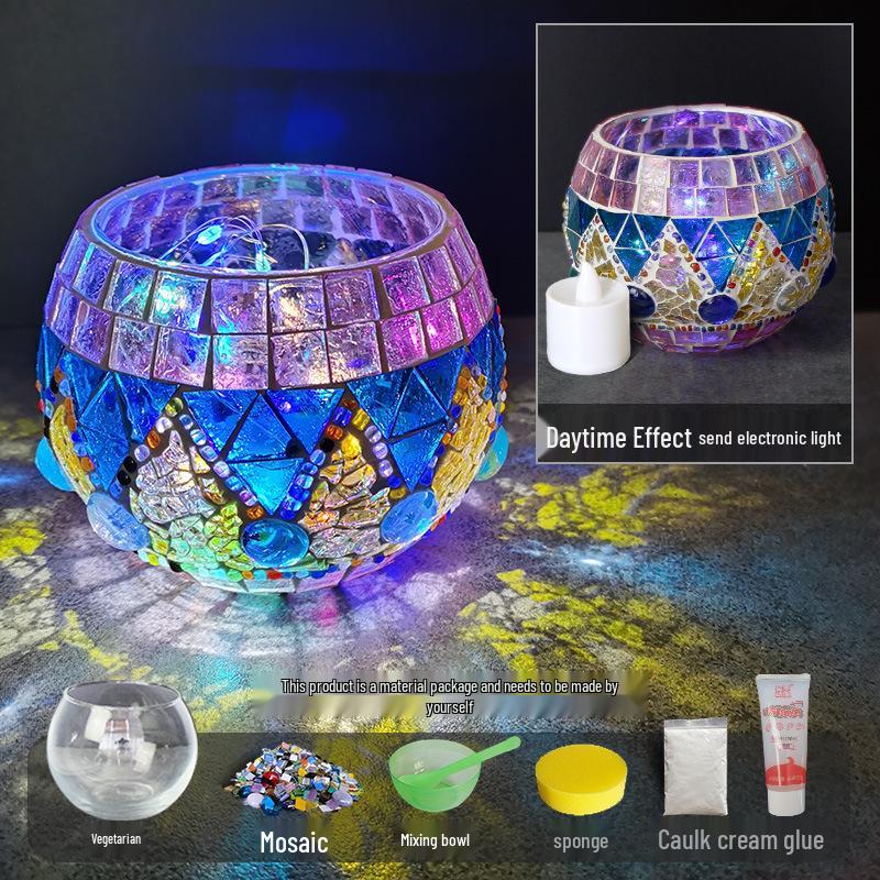 Handgemachtes DIY Glasmosaik Kerzenhalter Vase - Kreatives Eltern-Kind-Lernspielzeug, Perfekt für Geburtstagsgeschenke