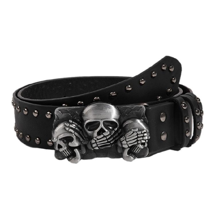Skull Buckle Grunge Punk Waist Belt Modern Buckle for Jeans Dress Unsiex