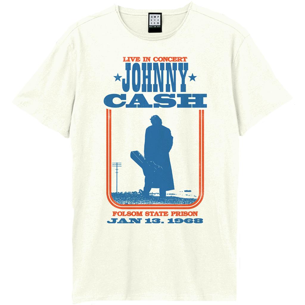 Amplified Unisex Adult Man In Black At Folsom Johnny Cash T-Shirt