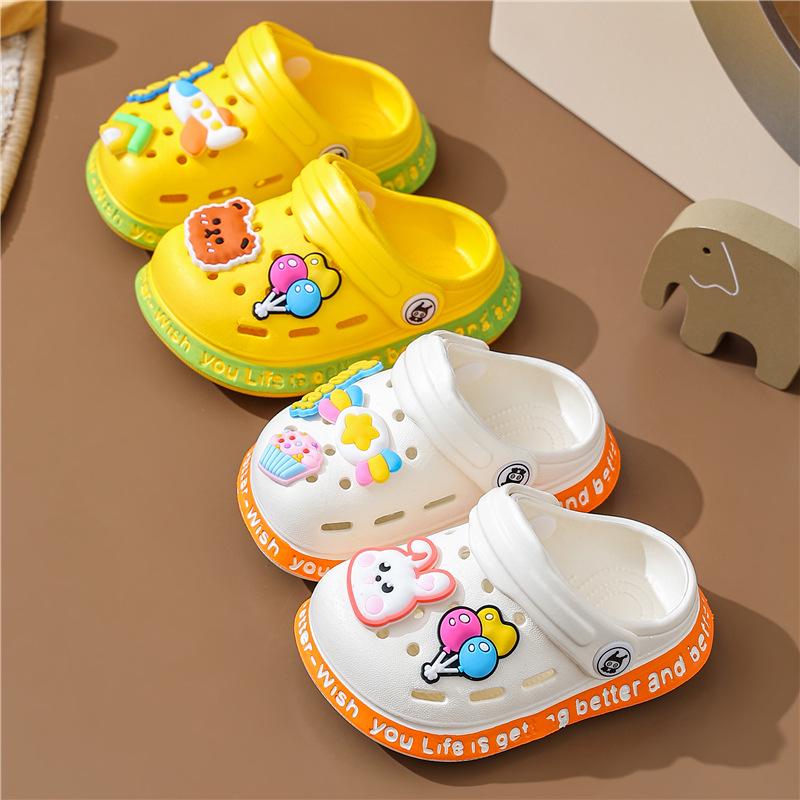 Kids' Summer Non-Slip Cartoon Indoor Shoes: Cute Soft Sole Closed-Toe Sandals for Toddlers.