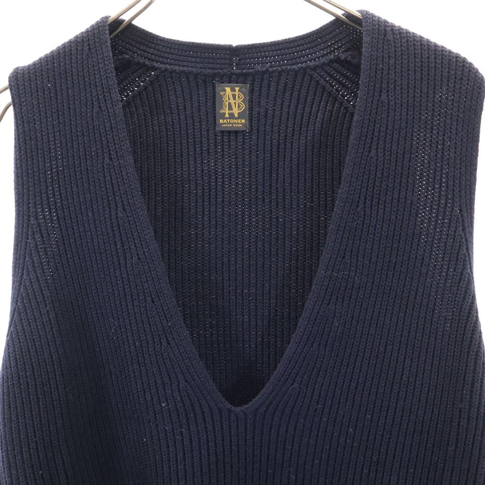 BATONER Made In Japan V Neck Knit Vest 1 Navy Women Used