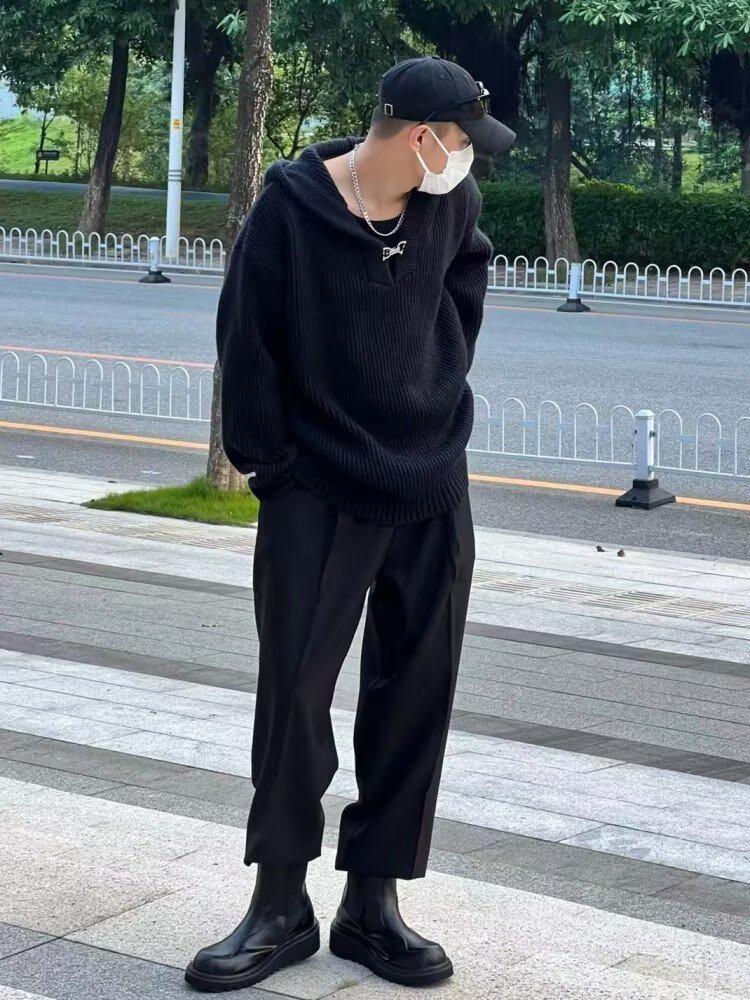 Men's Autumn Hooded Sweater: Trendy, Street Casual Knitwear Jacket