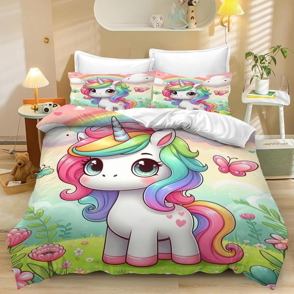 

unicorn Duvet Cover pillowcase Bedding Bedroom Decoration Children Gift adult Single Double bed Large SizeZip Duvet Cover 90x200cm