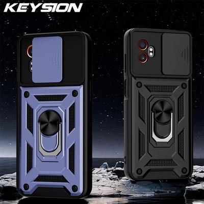 KEYSION Smūgiams atsparus dėklas Samsung XCover7 Pro 5G su slankiojančiu kameros objektyvo apsauginiu žiedu ir stovu, telefono galinis dangtelis Galaxy XCover 7